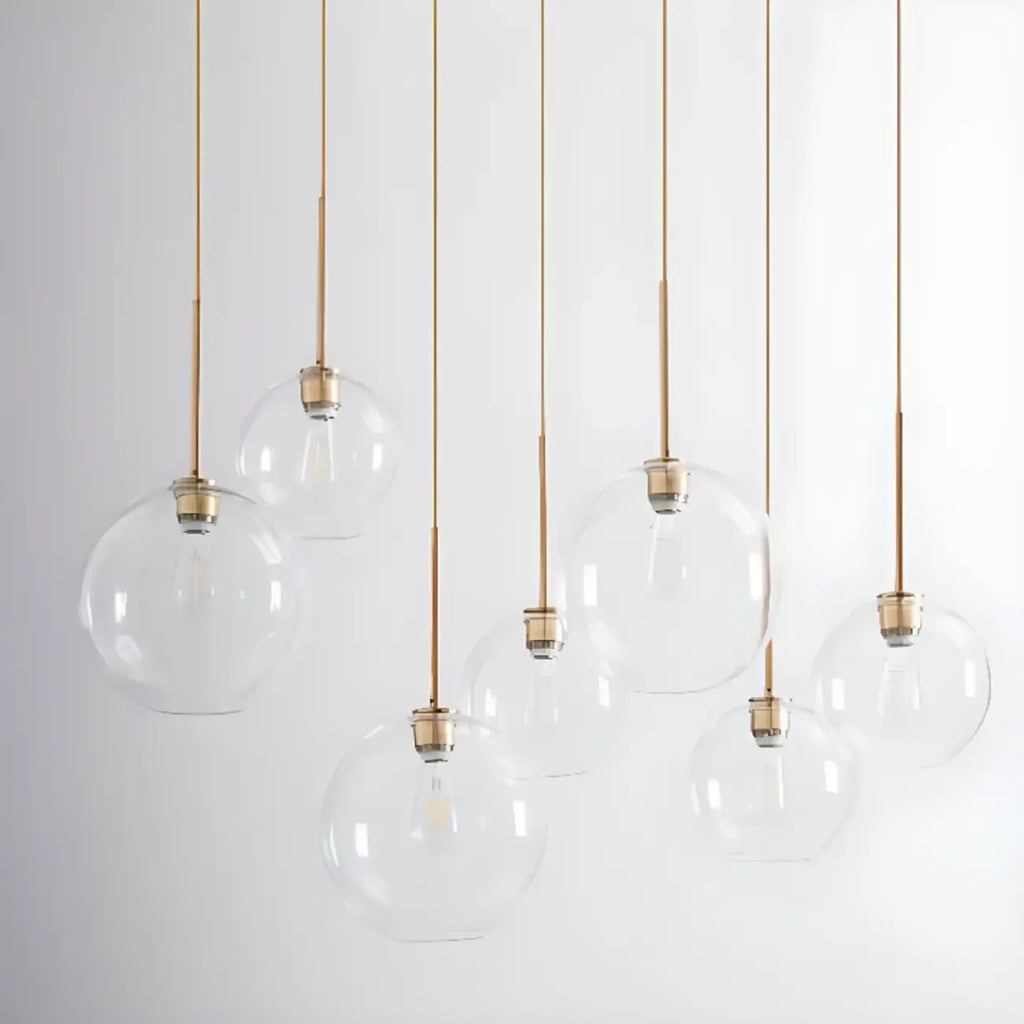 Suspension LED contemporaine en verre transparent en forme de bulle