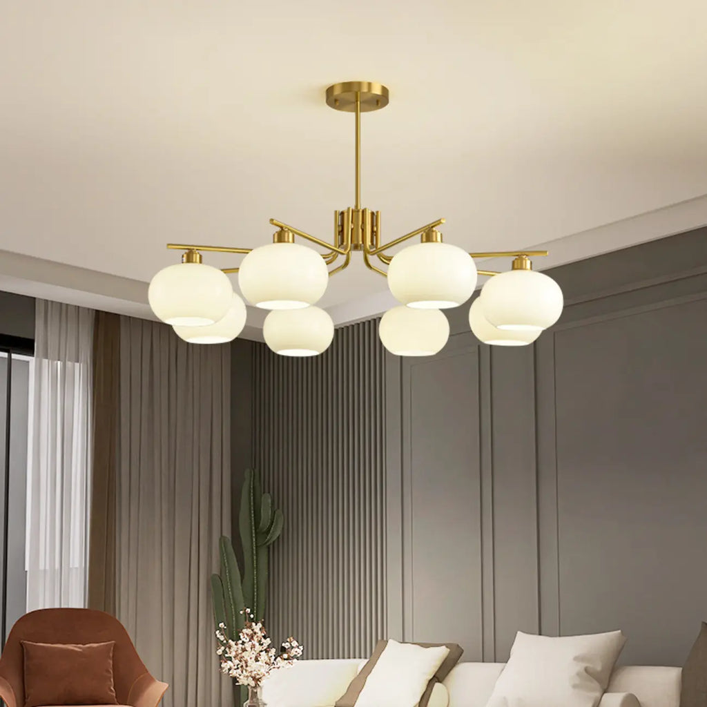 Lustre moderne en verre avec globe, longueur de suspension réglable