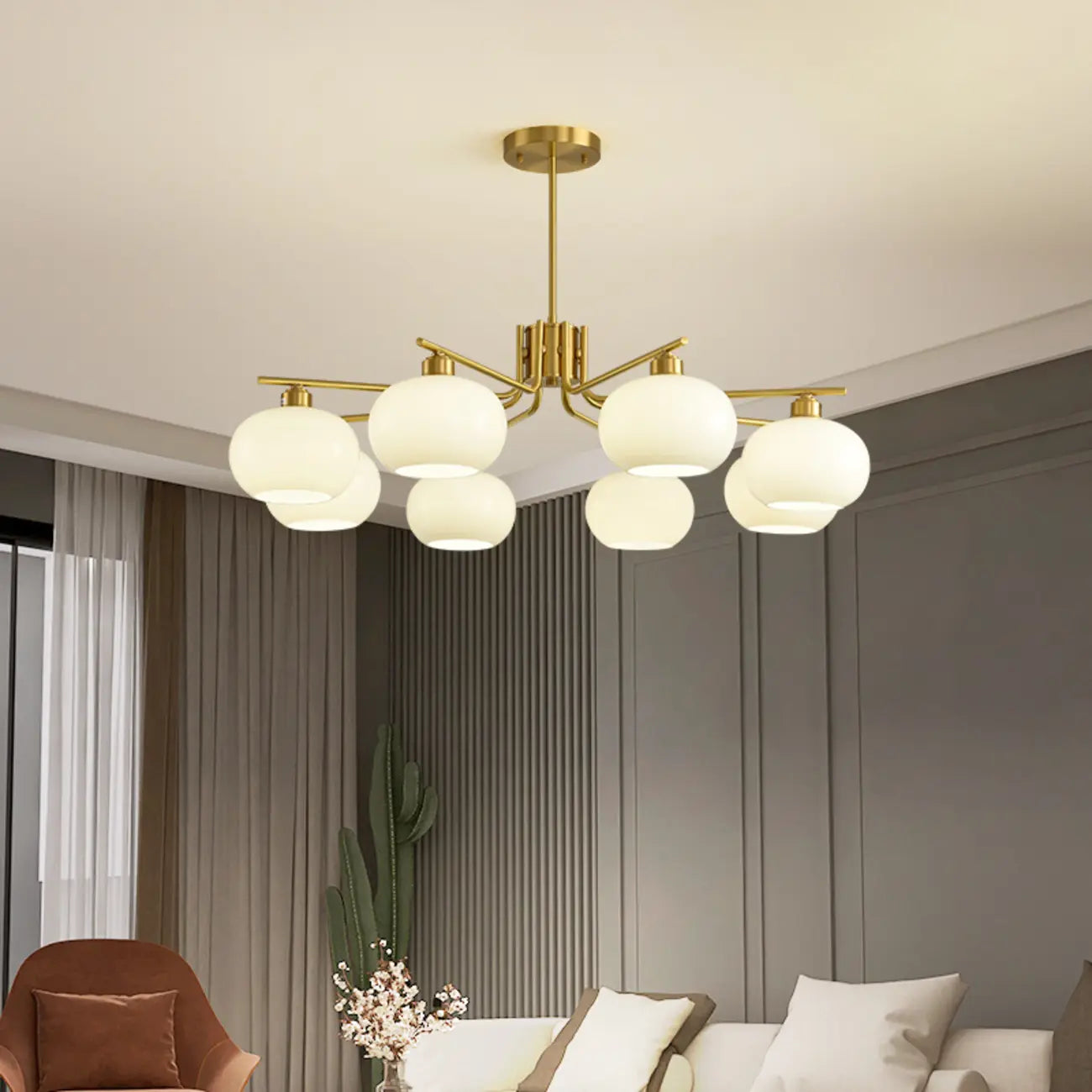 Lustre moderne en verre avec globe, longueur de suspension réglable