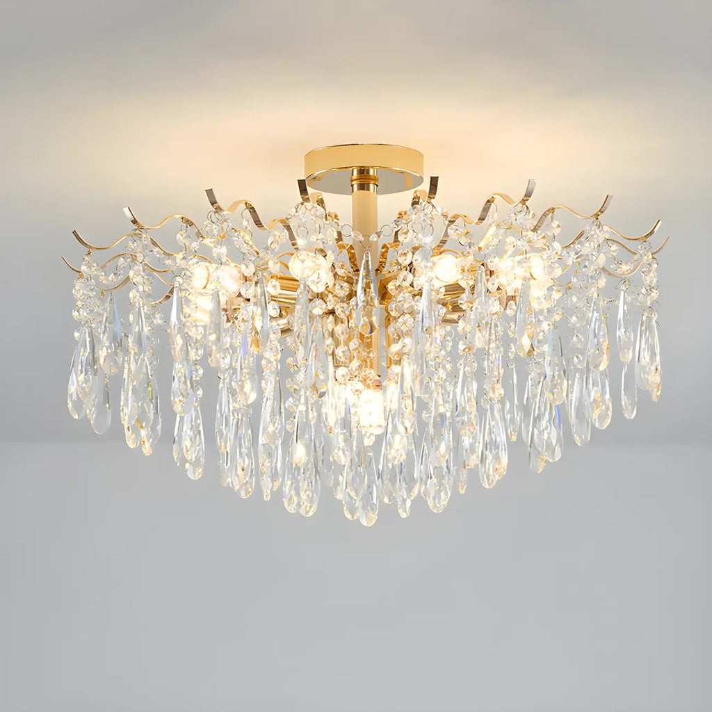 Lustre en cristal à plusieurs lumières en forme de goutte d'eau pour salle à manger