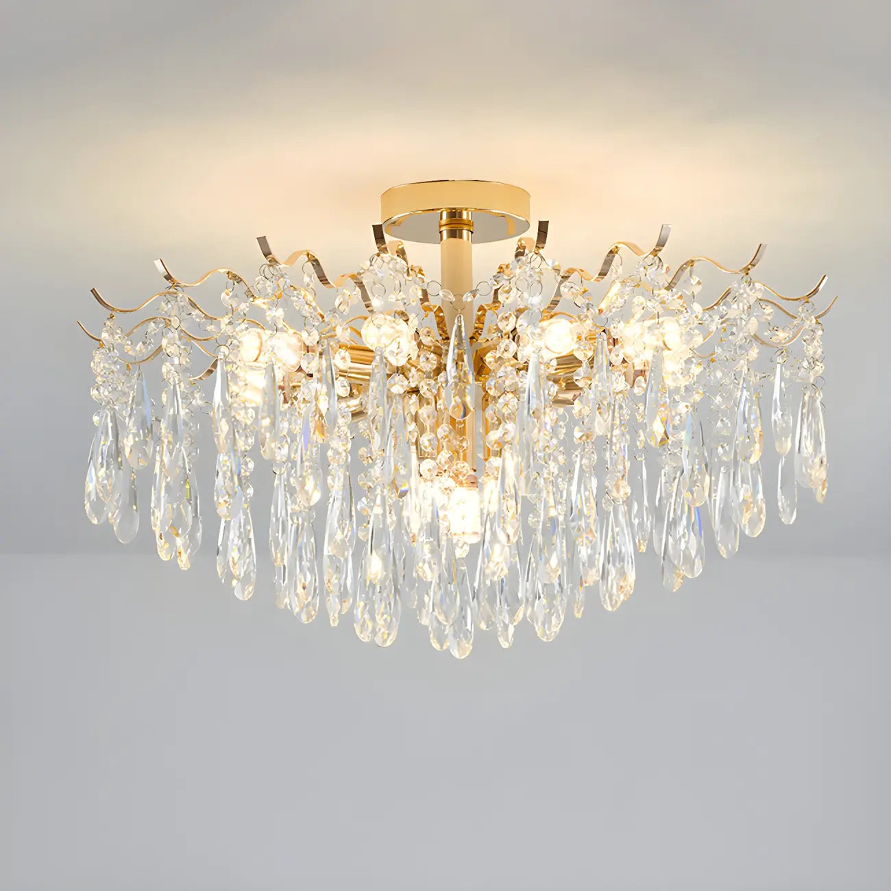 Lustre en cristal à plusieurs lumières en forme de goutte d'eau pour salle à manger