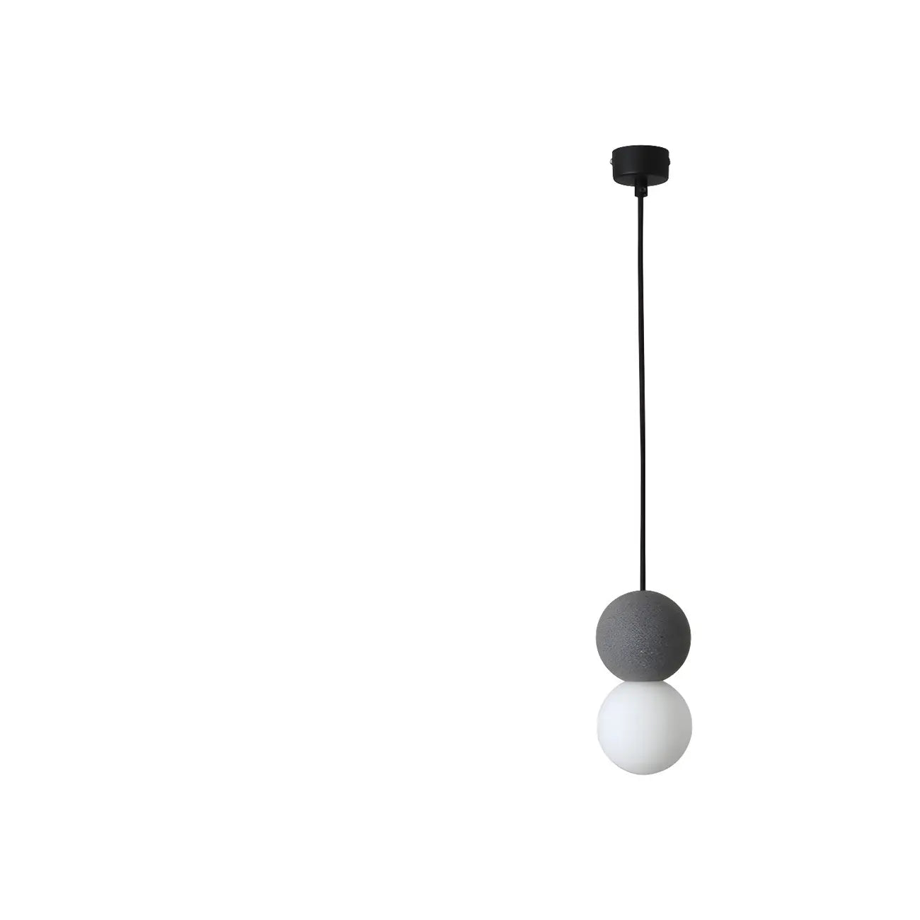Suspension minimaliste en verre opale avec détails perlés pour chevet