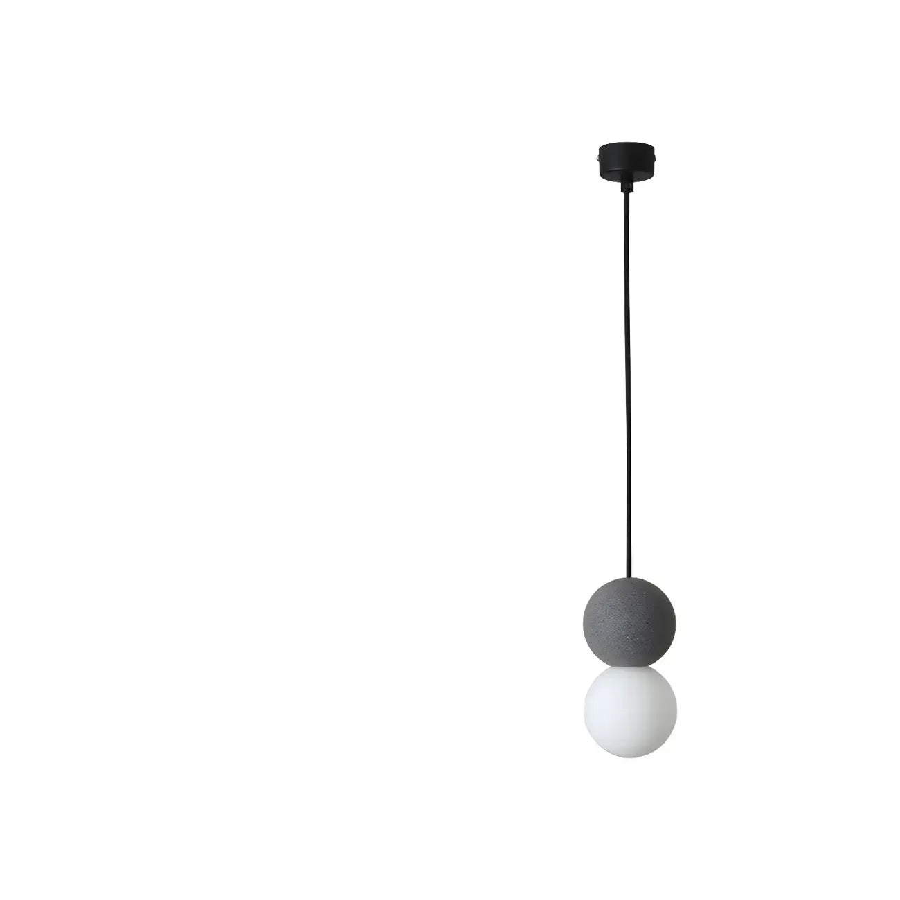 Suspension minimaliste en verre opale avec détails perlés pour chevet