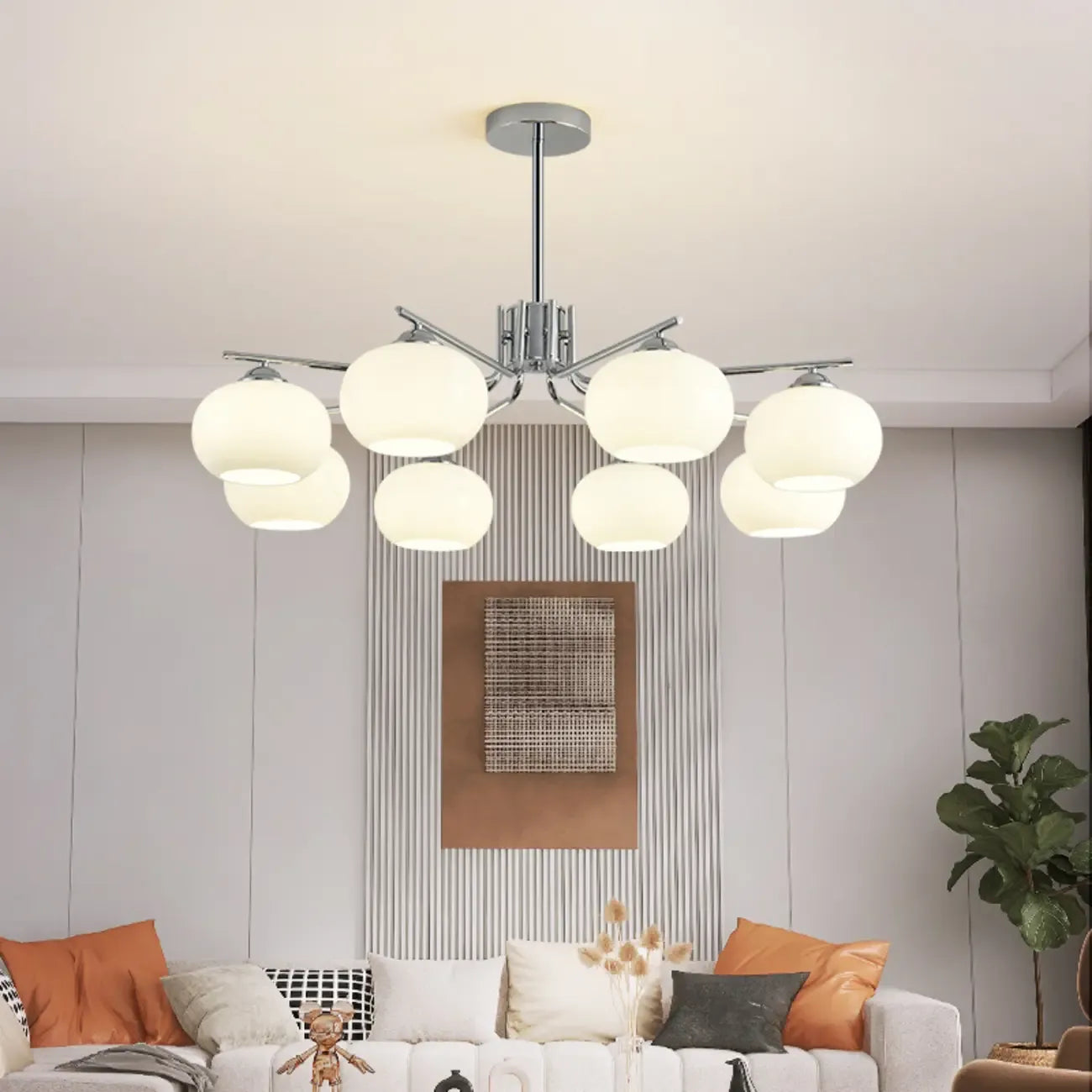 Lustre moderne en verre avec globe, longueur de suspension réglable