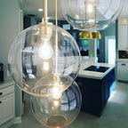 Suspension LED contemporaine en verre transparent en forme de bulle