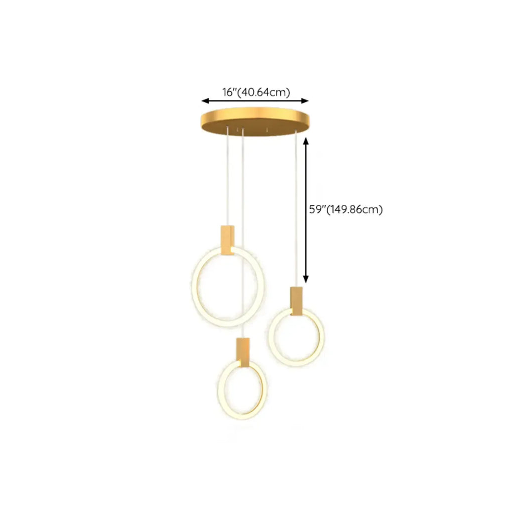 Suspension LED dorée personnalisable pour escalier