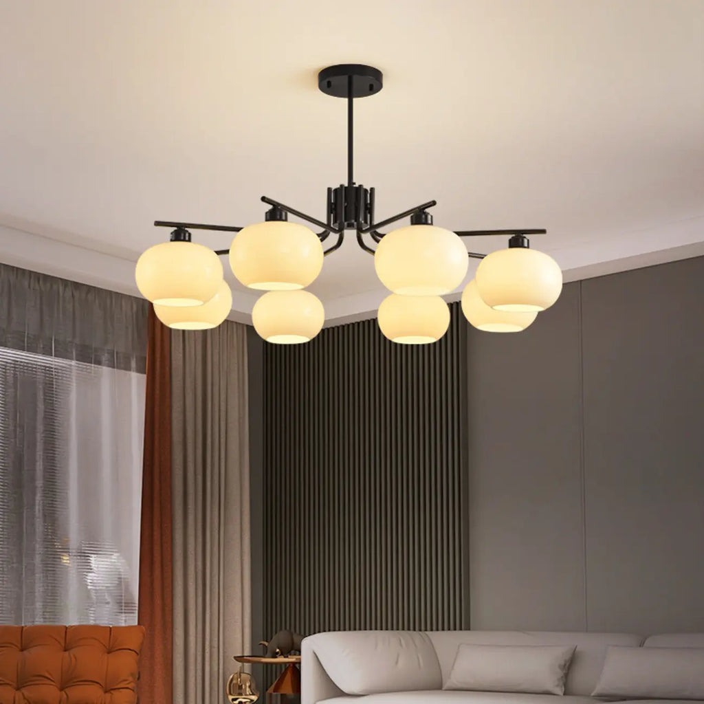 Lustre moderne en verre avec globe, longueur de suspension réglable