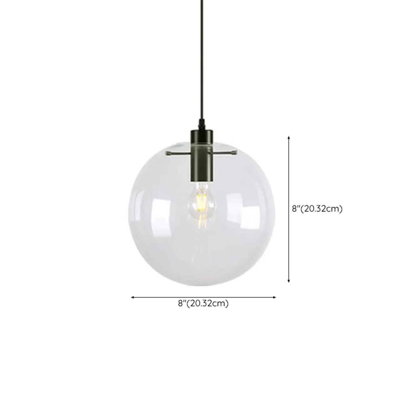 Suspension LED contemporaine en verre transparent en forme de bulle