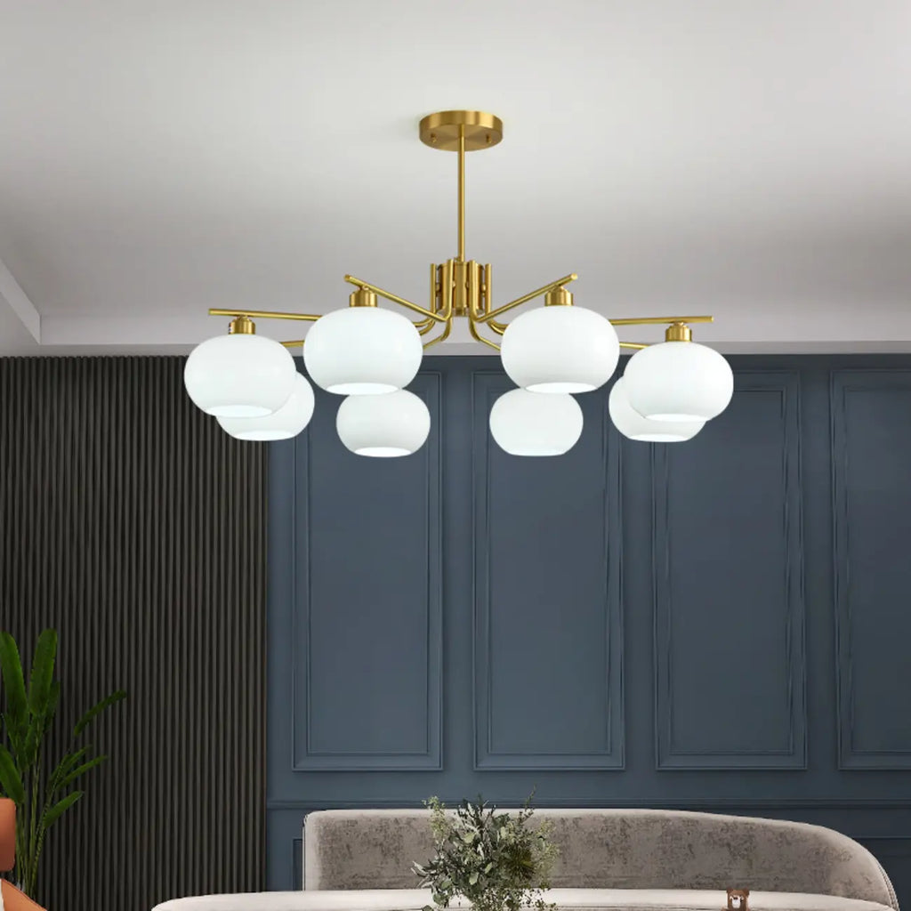 Lustre moderne en verre avec globe, longueur de suspension réglable