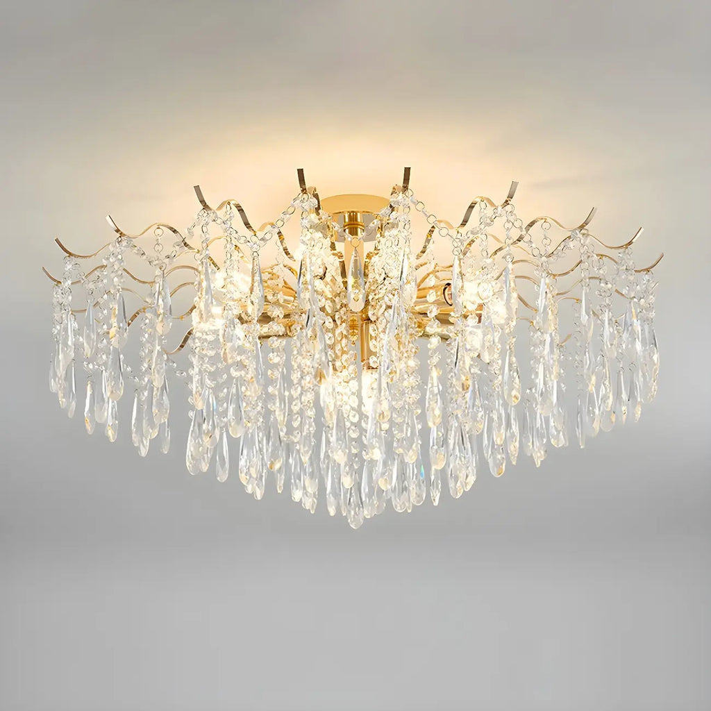Lustre en cristal à plusieurs lumières en forme de goutte d'eau pour salle à manger