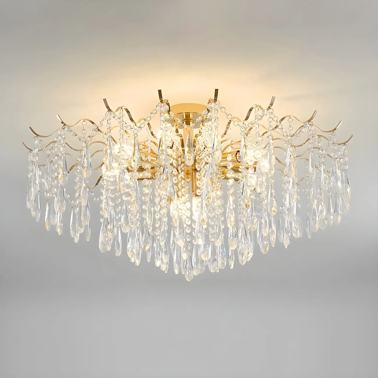 Lustre en cristal à plusieurs lumières en forme de goutte d'eau pour salle à manger
