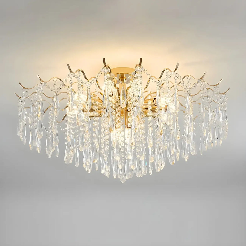Lustre en cristal à plusieurs lumières en forme de goutte d'eau pour salle à manger