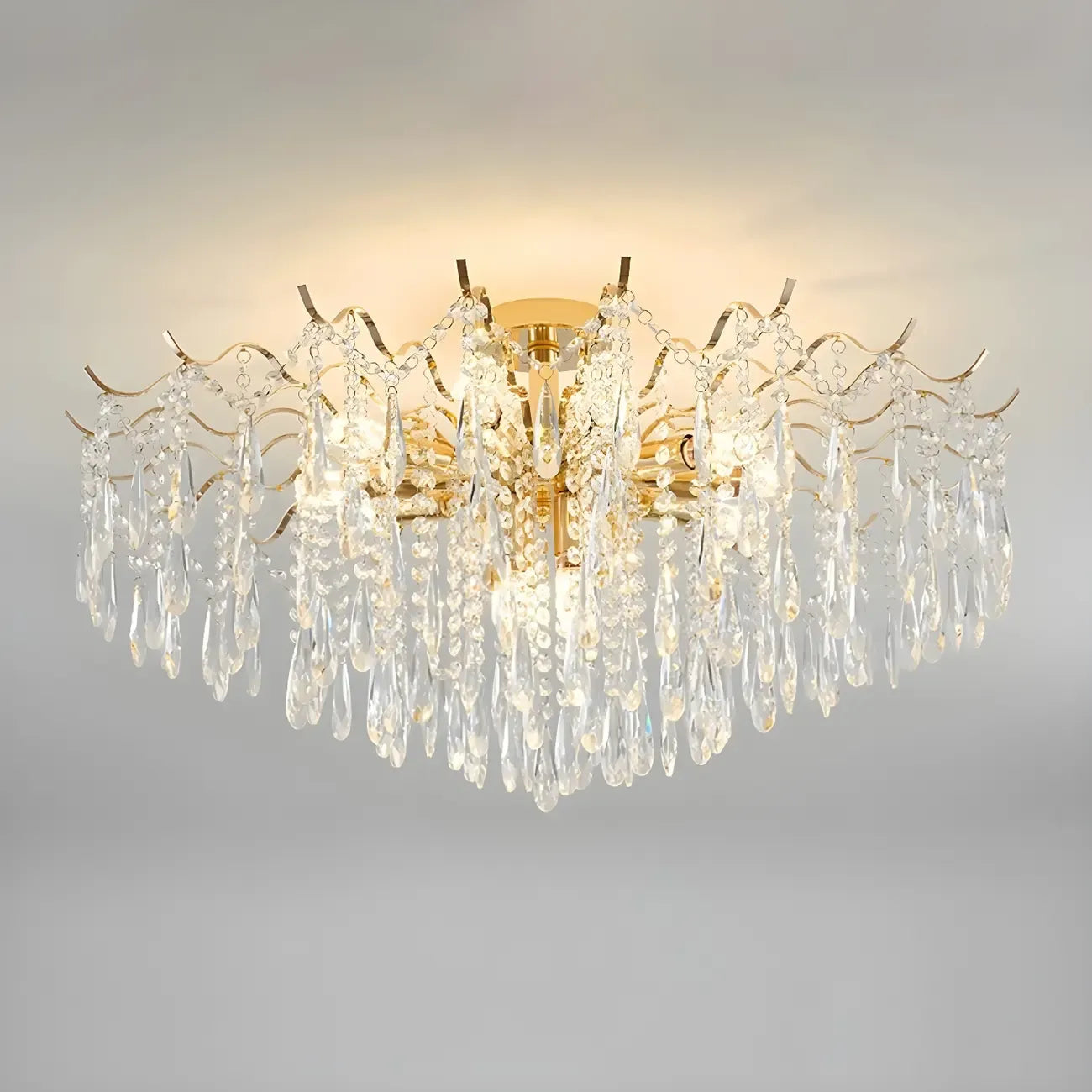 Lustre en cristal à plusieurs lumières en forme de goutte d'eau pour salle à manger