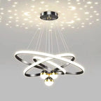 Lustre moderne circulaire à LED avec projection d'étoiles