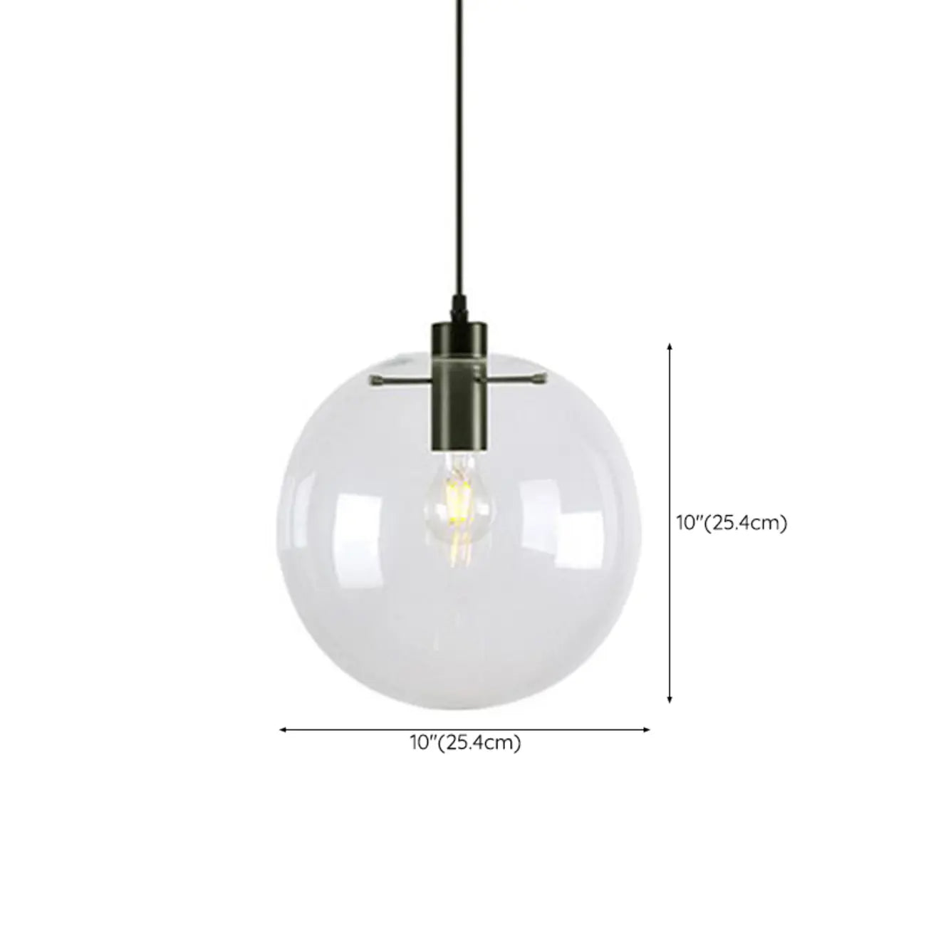 Suspension LED contemporaine en verre transparent en forme de bulle