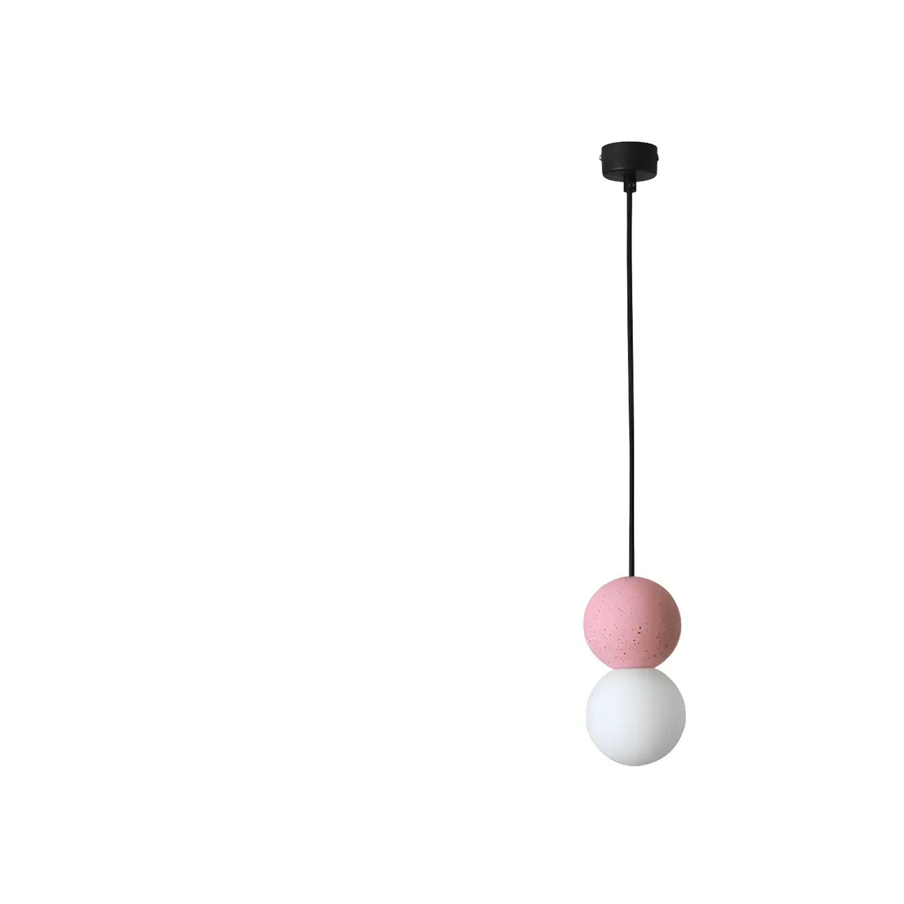 Suspension minimaliste en verre opale avec détails perlés pour chevet