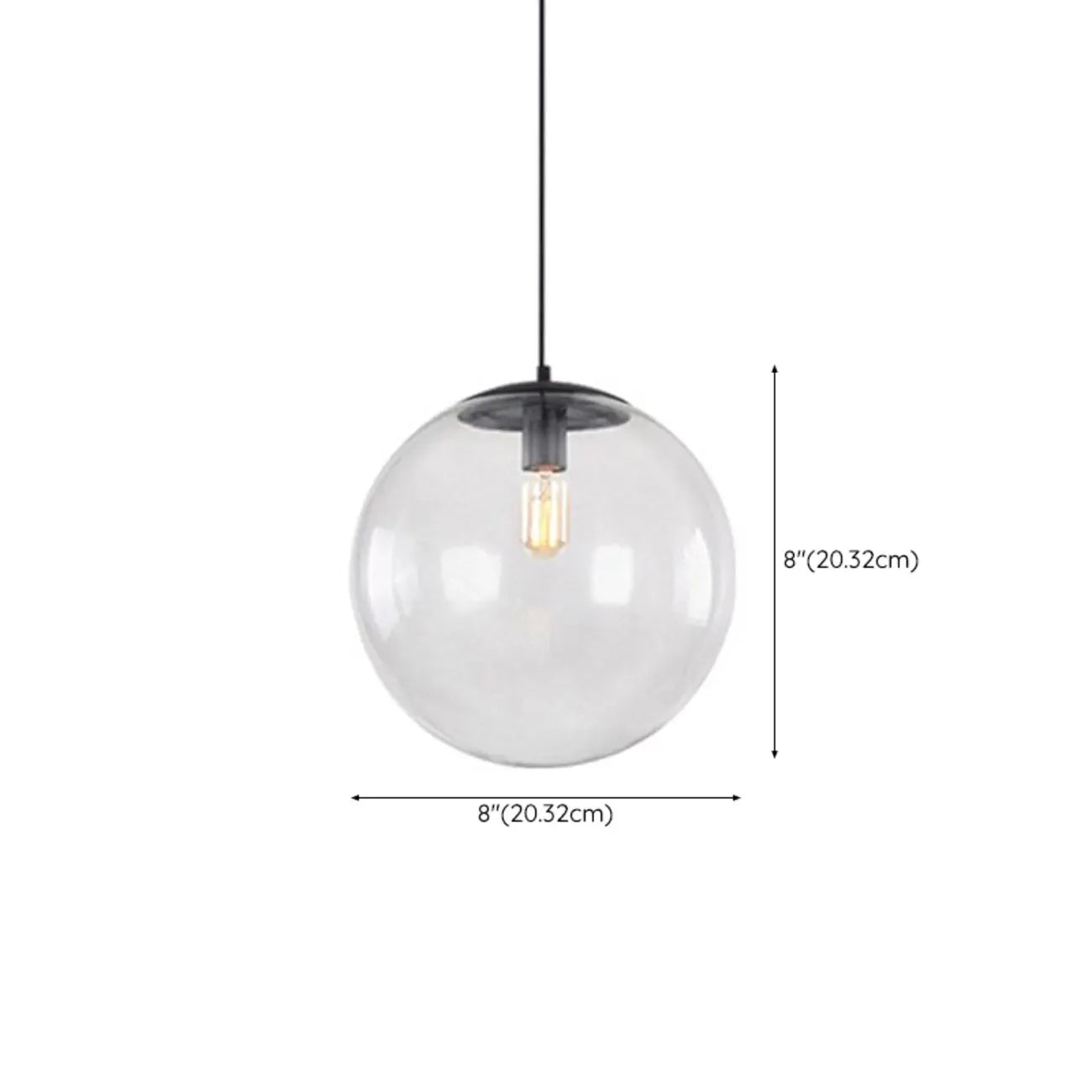Suspension LED contemporaine en verre transparent en forme de bulle