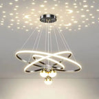 Lustre moderne circulaire à LED avec projection d'étoiles