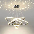 Lustre moderne circulaire à LED avec projection d'étoiles