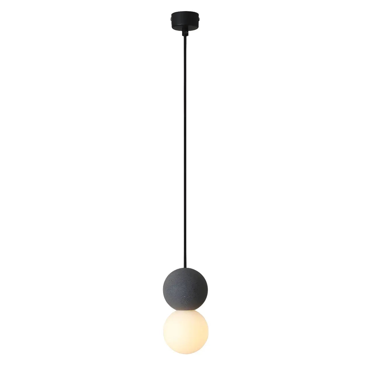 Suspension minimaliste en verre opale avec détails perlés pour chevet