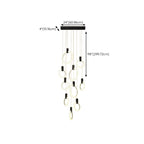 Suspension LED dorée personnalisable pour escalier