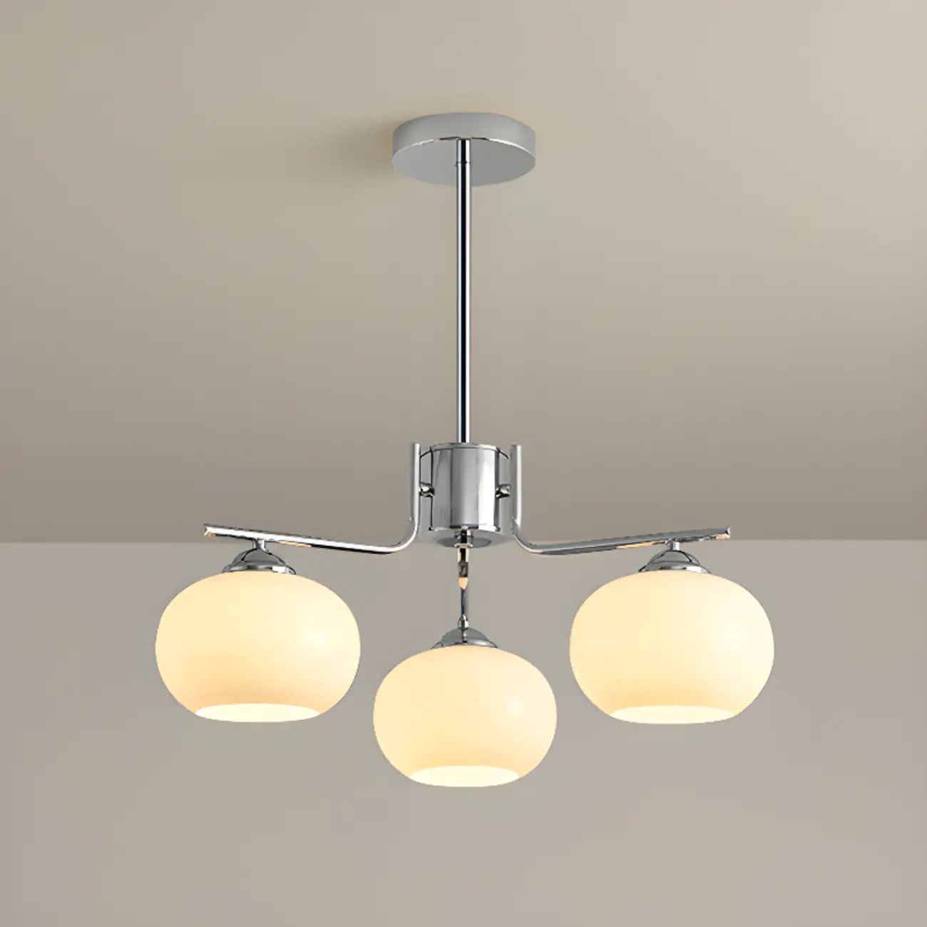 Lustre moderne en verre avec globe, longueur de suspension réglable