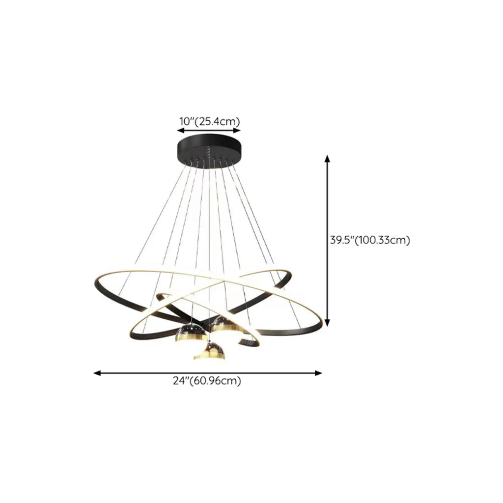 Lustre moderne circulaire à LED avec projection d'étoiles
