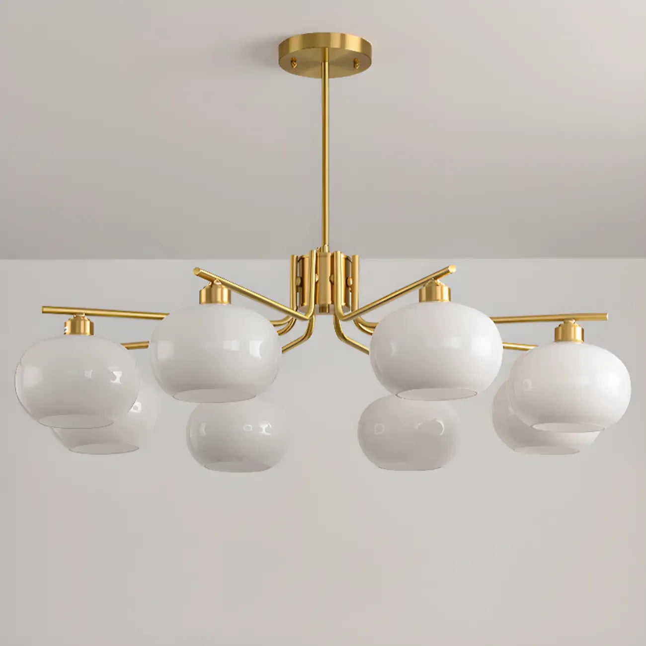 Lustre moderne en verre avec globe, longueur de suspension réglable