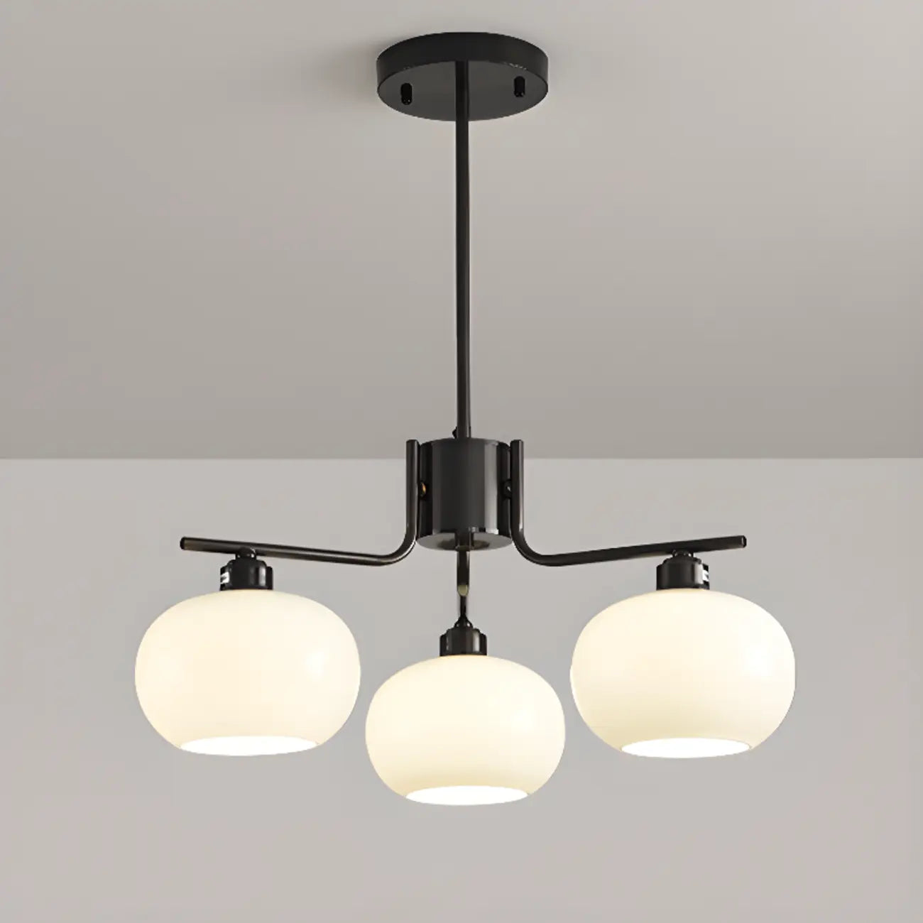 Lustre moderne en verre avec globe, longueur de suspension réglable