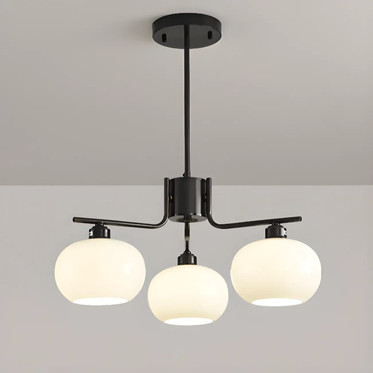 Lustre moderne en verre avec globe, longueur de suspension réglable