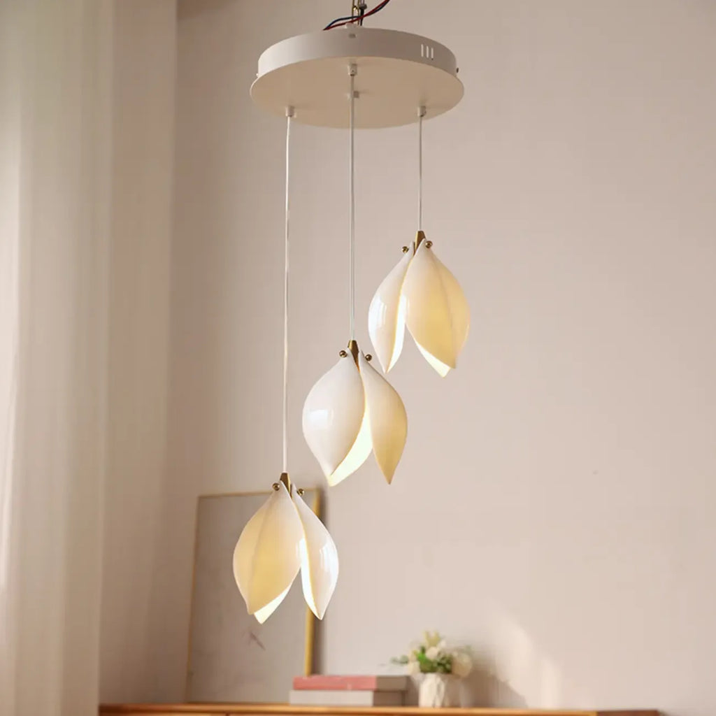 Suspension LED élégante en céramique en forme de bourgeon
