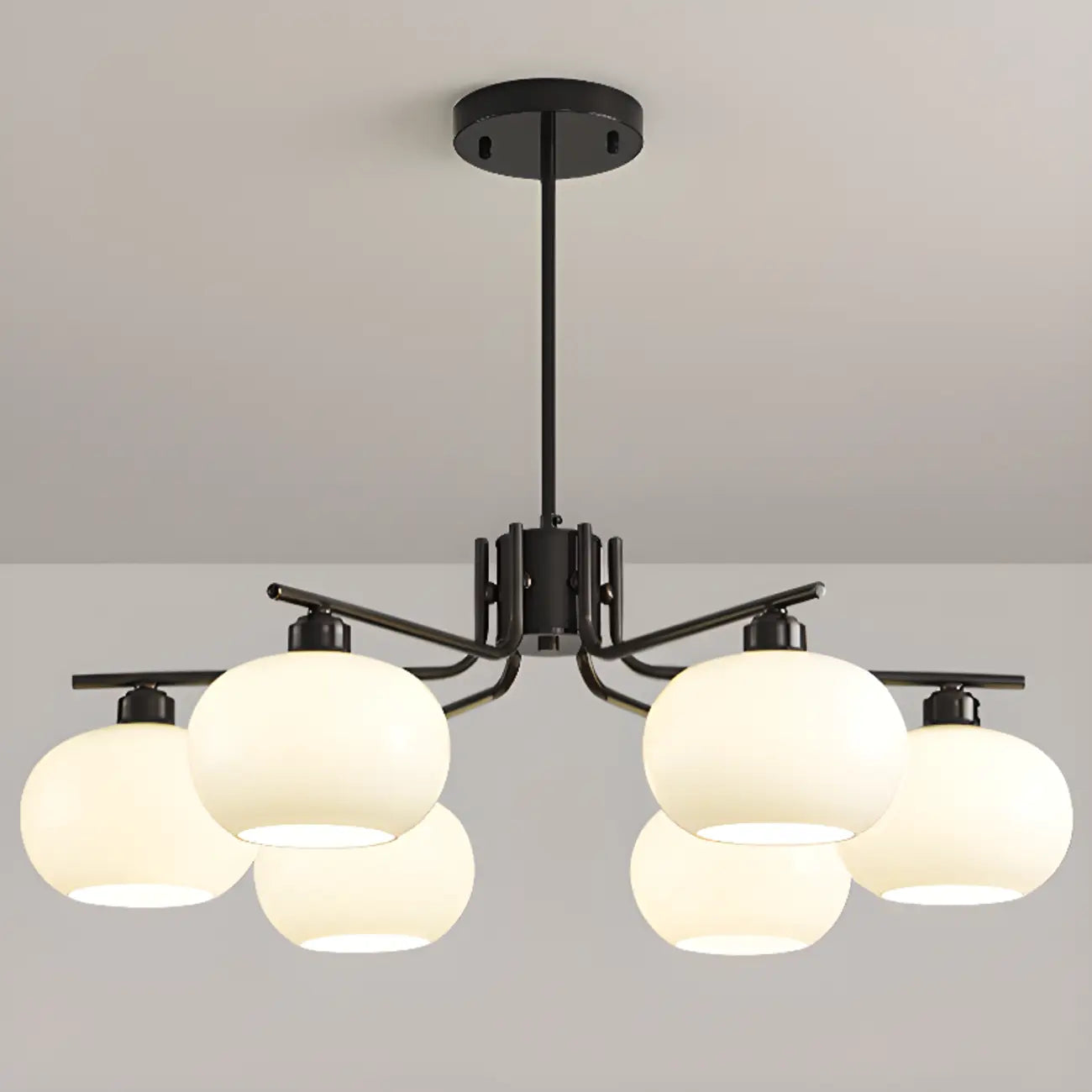 Lustre moderne en verre avec globe, longueur de suspension réglable