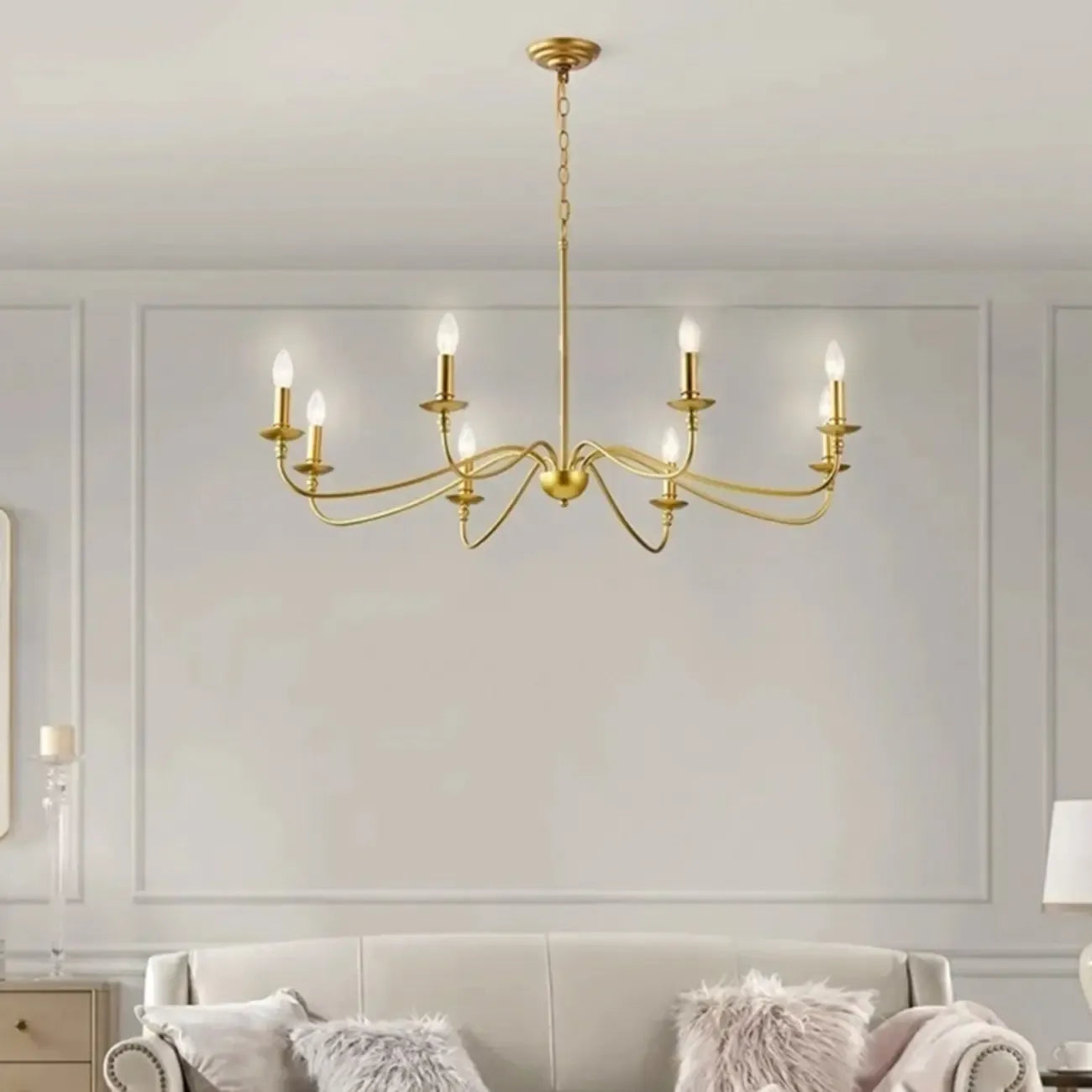 Lampadario a candela vintage elegante a 8 luci per soggiorno