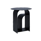 Table de chevet industrielle étroite en métal blanc avec plateau rond