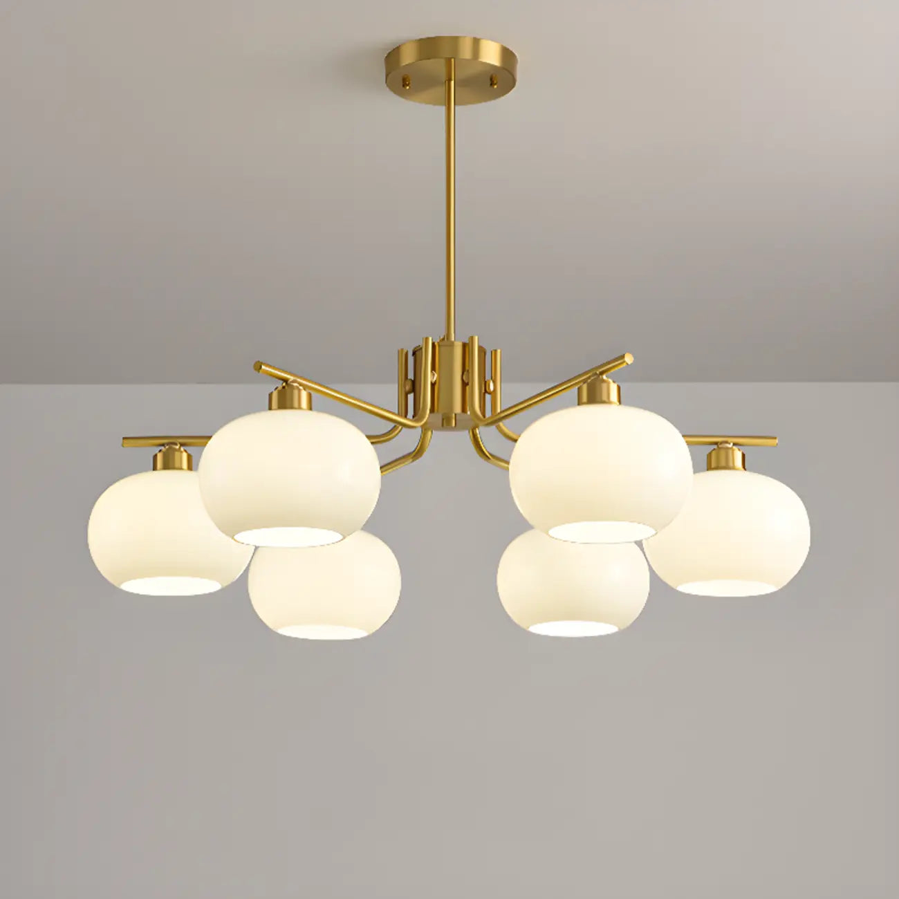 Lustre moderne en verre avec globe, longueur de suspension réglable