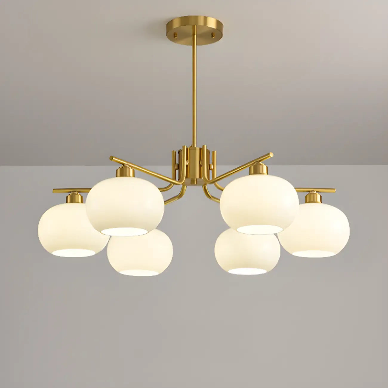 Lustre moderne en verre avec globe, longueur de suspension réglable