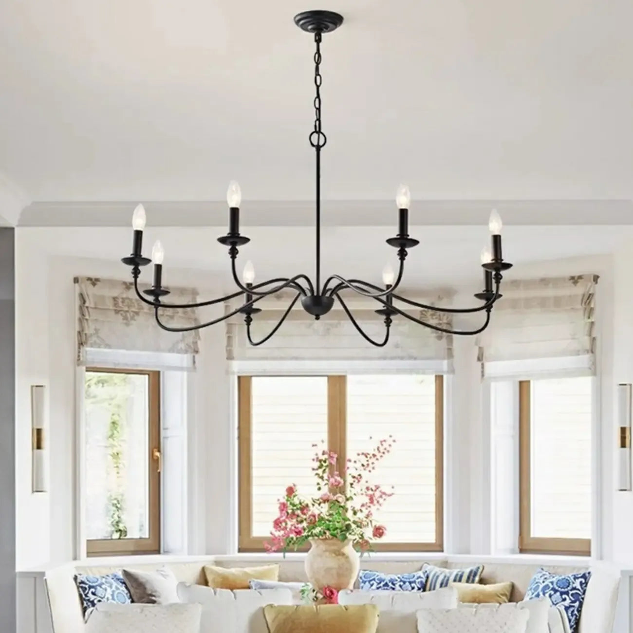 Lampadario a candela vintage elegante a 8 luci per soggiorno