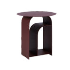 Table de chevet industrielle étroite en métal blanc avec plateau rond
