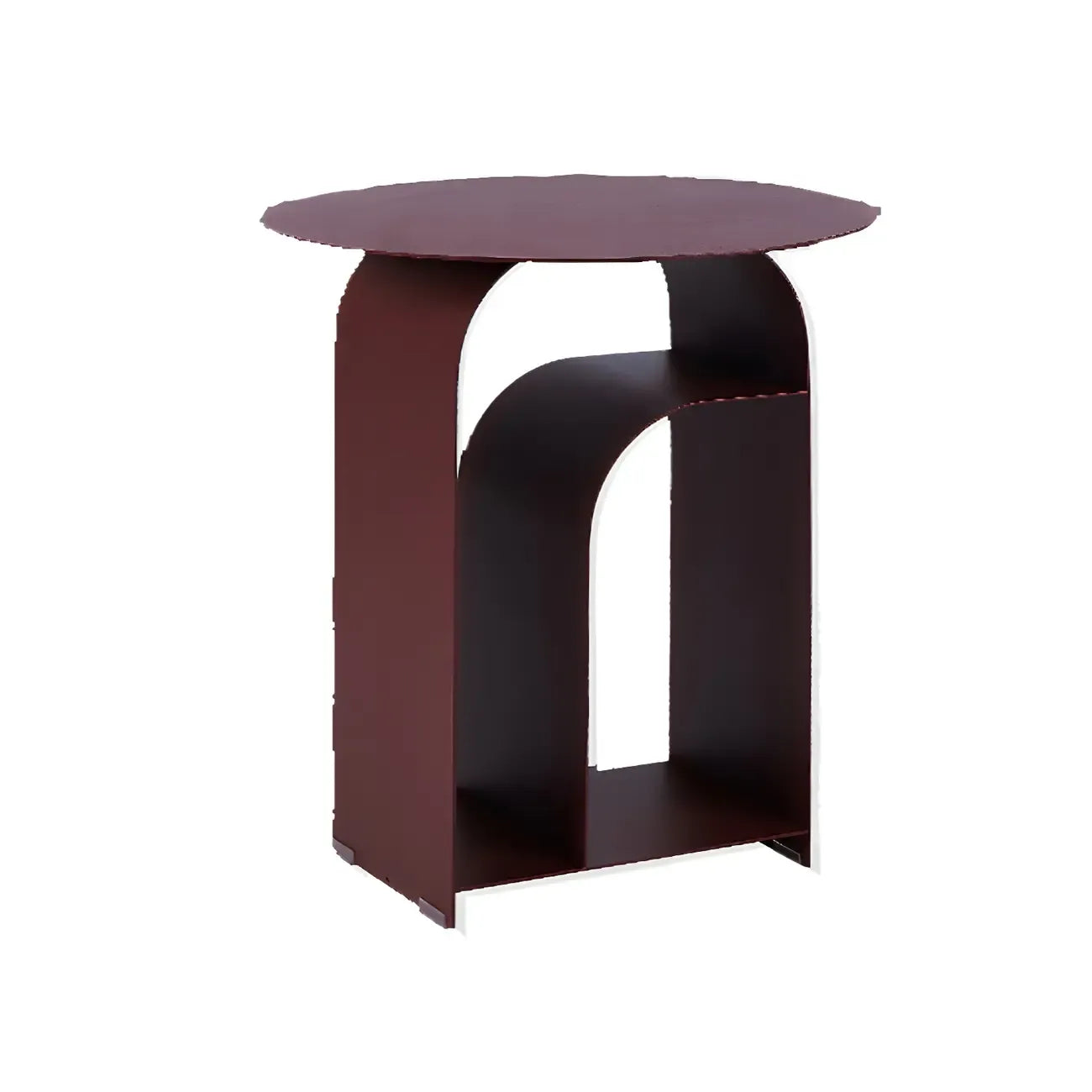 Table de chevet industrielle étroite en métal blanc avec plateau rond