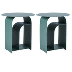 Table de chevet industrielle étroite en métal blanc avec plateau rond
