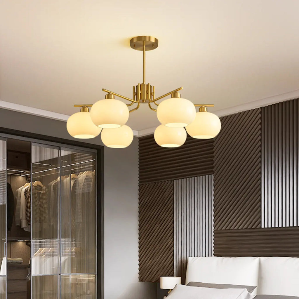 Lustre moderne en verre avec globe, longueur de suspension réglable