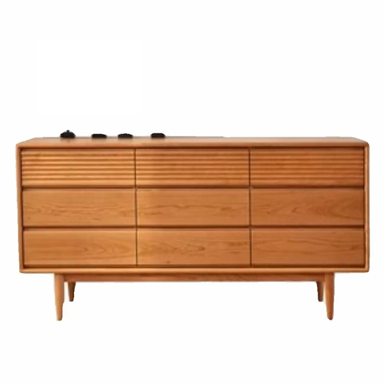 Cassettiera Tripla Orizzontale in Legno Marrone da 160 cm con 9 Cassetti