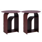 Table de chevet industrielle étroite en métal blanc avec plateau rond