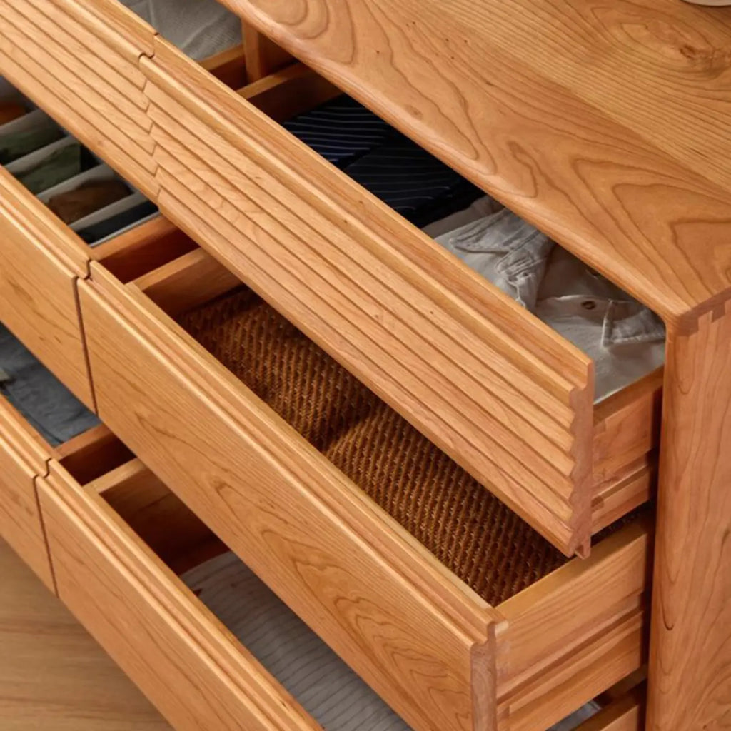 Cassettiera Tripla Orizzontale in Legno Marrone da 160 cm con 9 Cassetti