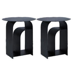 Table de chevet industrielle étroite en métal blanc avec plateau rond