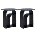 Table de chevet industrielle étroite en métal blanc avec plateau rond