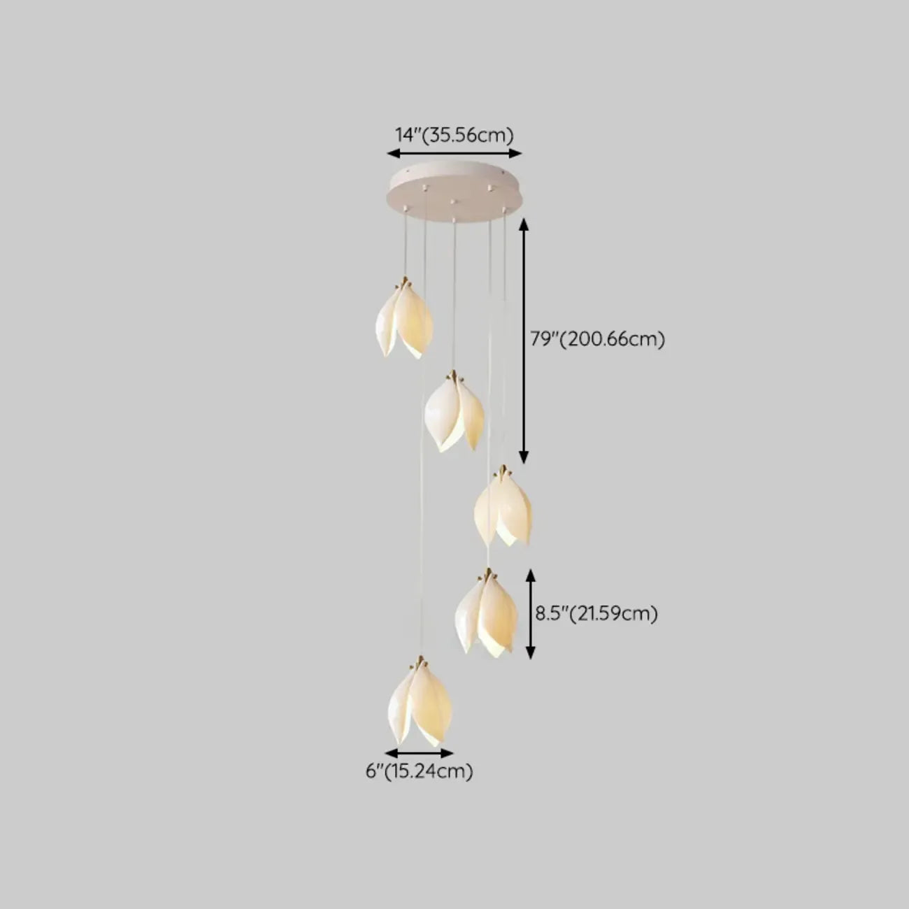 Suspension LED élégante en céramique en forme de bourgeon