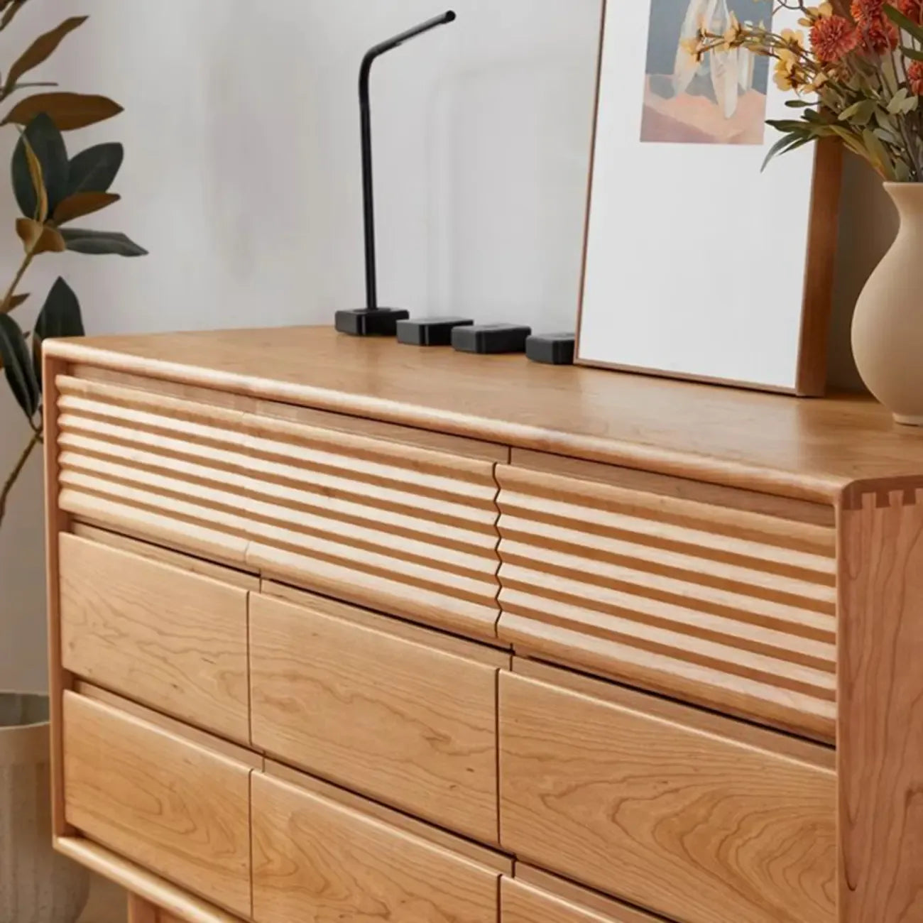 Cassettiera Tripla Orizzontale in Legno Marrone da 160 cm con 9 Cassetti