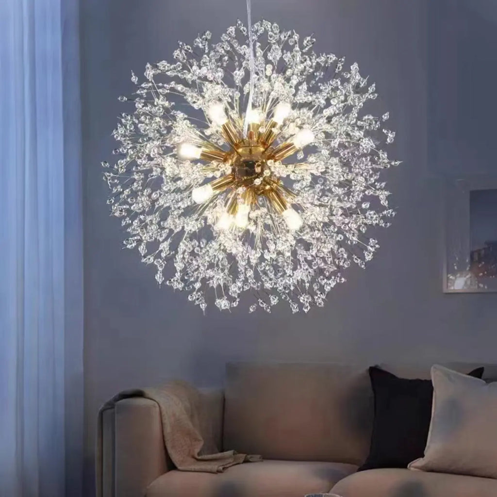 Lustre en cristal de luxe en forme d'étoile, longueur flexible