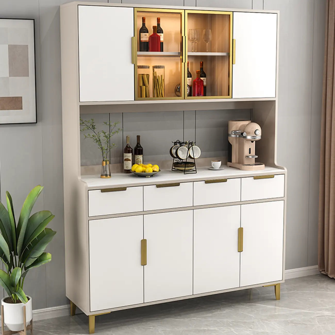 Buffet de salle à manger en bois gris avec tiroir